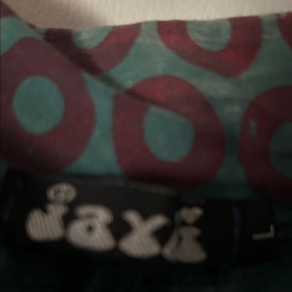 Jayli Phish Teal and Red Flare Pants - Picture 4 of 5